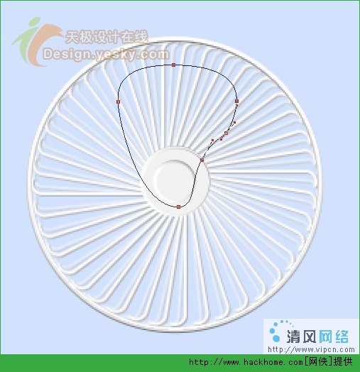 下面我们来制作电风扇的扇页,使用"路径拖曳工具",选择"自定义形状图片