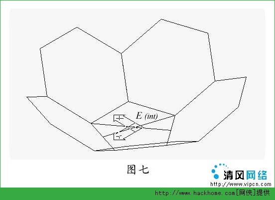 再以一个六边形为基准面,360°环形阵列三个五边形(见图八.